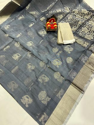 Uppada Pattu Silver Border Rich Pallu Saree
