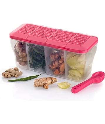 iview kitchenware Dal/Pickle/Vegetable PET Red Spice Container ( Set of 1 )