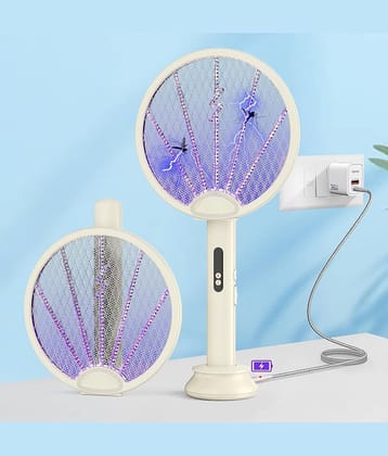 Foldable Mosquito Bat Rechargeable with UV Light Lamp, 2-in-1 Mosquito Racket, Electric Fly Swatter, 1200mAh Long-Lasting Battery, Rotatable Bug Zappe