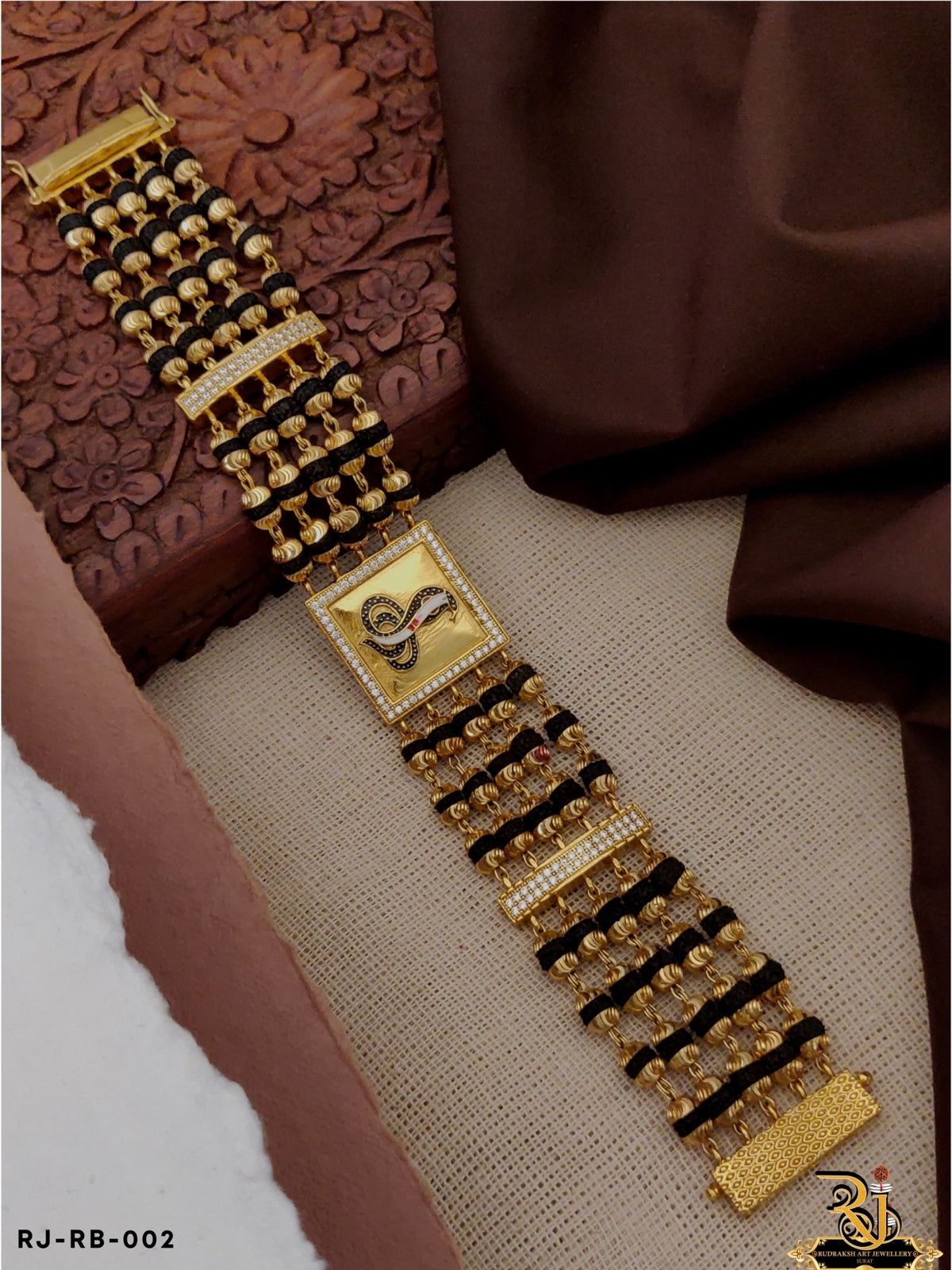High Quality 5 Line Rudraksh Jay Goga Bracelet-01 for Men RB-002-8 inch