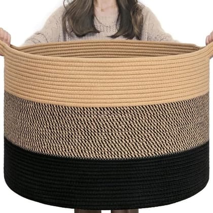 Generic Cotton Pack Of_1 Mix 16x14 Inch Storage Basket For Clothes With Out Lid (Multicolor)-PID66443