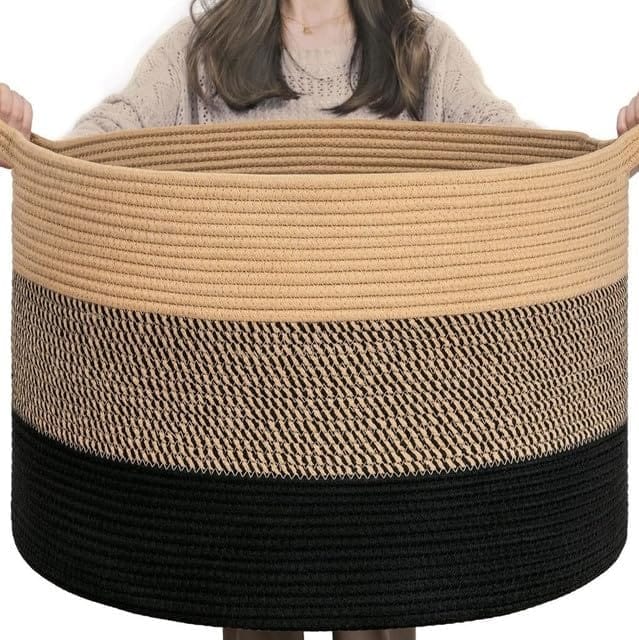 Generic Cotton Pack Of_1 Mix 16x14 Inch Storage Basket For Clothes With Out Lid (Multicolor)-PID66443