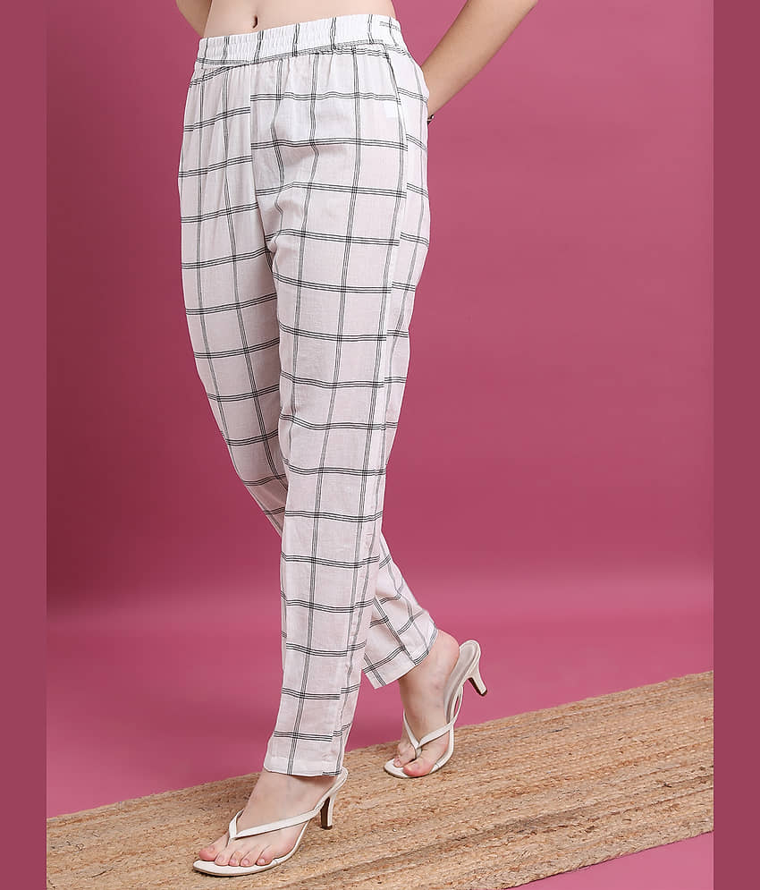Vishudh Women Viscose Casual Trousers ( Off White )