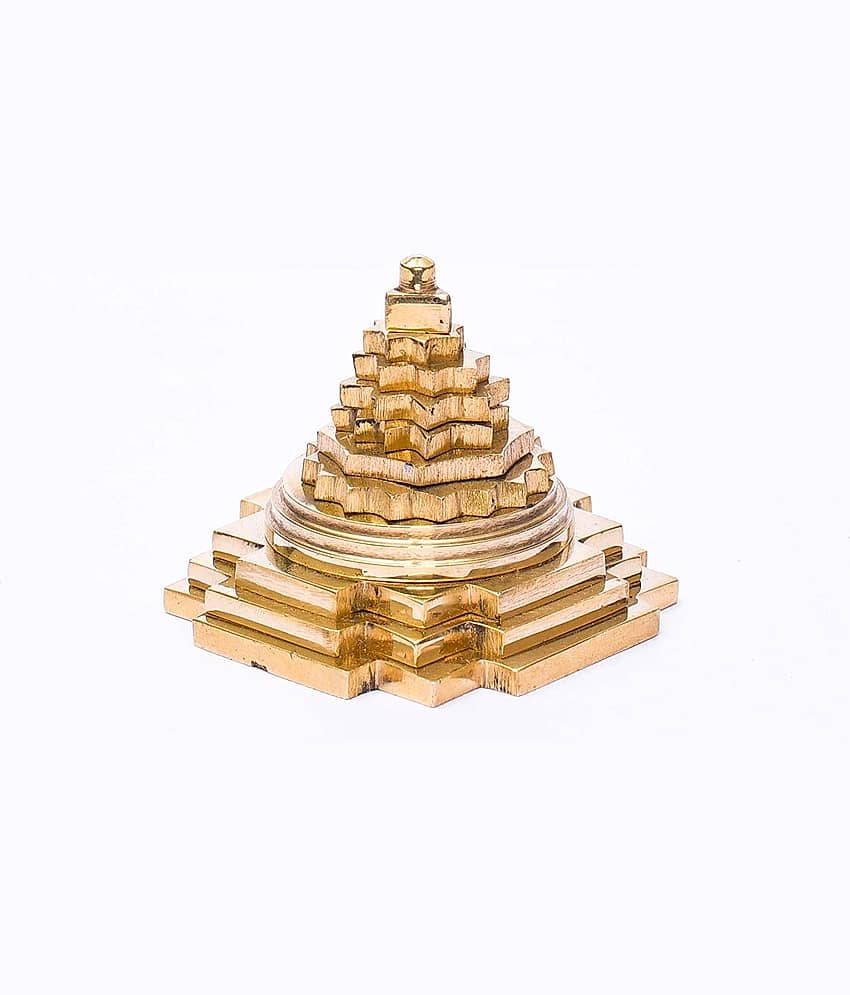 Rudradivine Brass meru Shree Yantra 2x2 Inch for Success FULFILMENTS Enormous Wealth Luck Power Prosperity Correcting VAASTU DOSH Financial Stability Brass Meru Shree Yantra