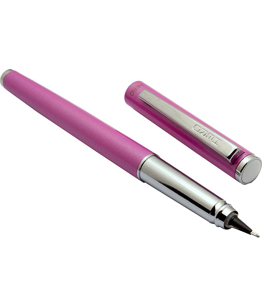 Srpc Hero 70 All Rounder Nib Fountain Pen 360 Degree Angle Writing Magenta Color Metal Body & Chrome trims