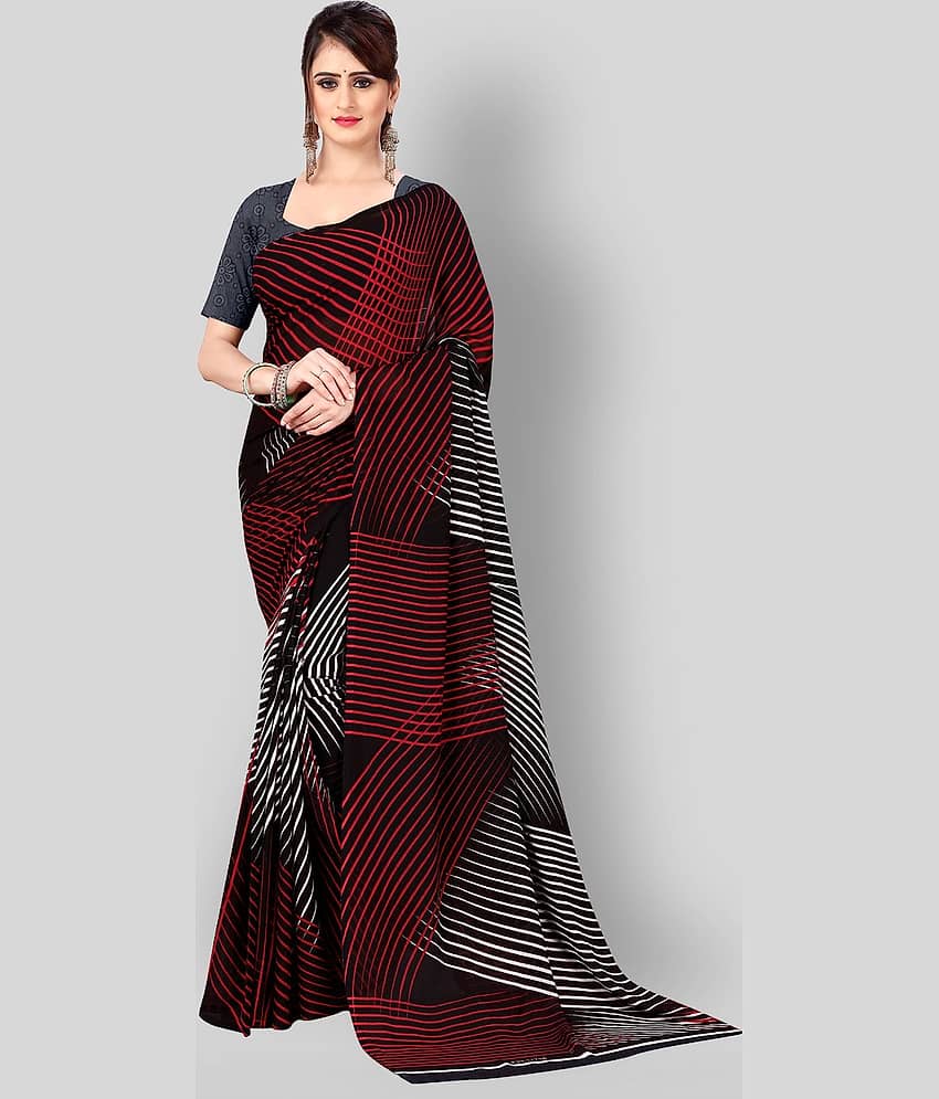 ANAND SAREES Georgette Striped Saree With Unstitched Blouse Piece ( Multicolor )