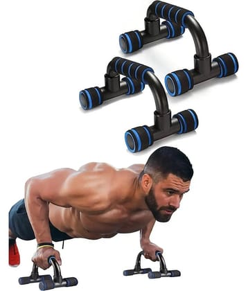 HORSE FIT Push Up Bar | Push Up Bars Stand with Foam Grip Handle | Push-Up Bar Pair | Work Out Stand with Comfort Grip | Foam Dips Bar For Home Workout | Non-slip Strength Bars | Fitness handle Bars (Blue)