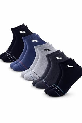 Bindian Men and Women Ankle Length Socks, Multicolored with Striped Design, Breathable Cushioned Base, Casual