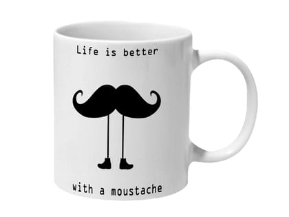 Multicolor Life Is Better With A Moustache Ceramic Mug