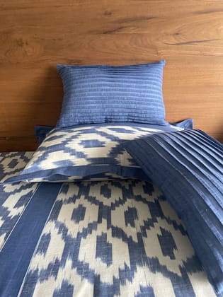 KRI India The Minimalist Pin-tucked Cushion Covers | Indigo Blue  | 12x18 inches  | Wash & Care | 100% Cotton | Handcrafted in India. 100% organic & natural.