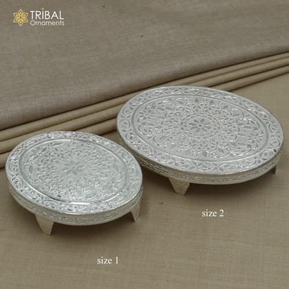925 Sterling silver Oval shape bazot / chouki pooja utensils su1347-size 2