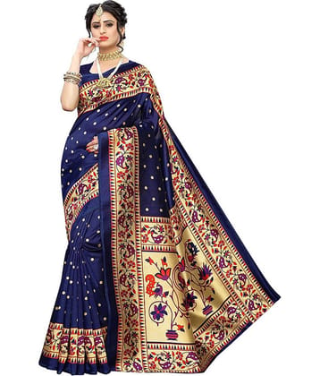 Samai Cotton Silk Woven Saree With Unstitched Blouse Piece ( Blue )
