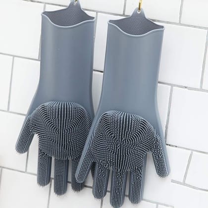 Silicone Dishwashing Gloves with Scrubber – Heat Resistant Cleaning Gloves for Kitchen, Dish Washing & Pet Grooming (Reusable Multi-Purpose Gloves) Silicone Dishwashing Gloves with Scrubber – Heat Resistant Cleaning Gloves for Kitchen, Dish Washing & Pet Grooming (Reusable Multi-Purpose Gloves)