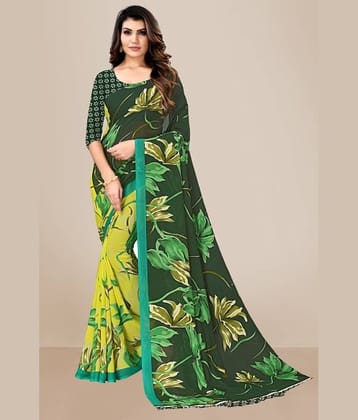 Kanooda Prints Georgette Printed Saree With Unstitched Blouse Piece ( Orange )