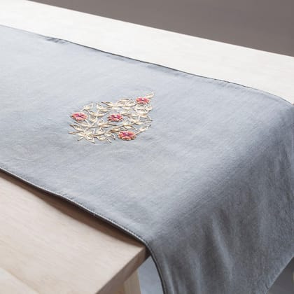 Grey Chanderi Table Runner