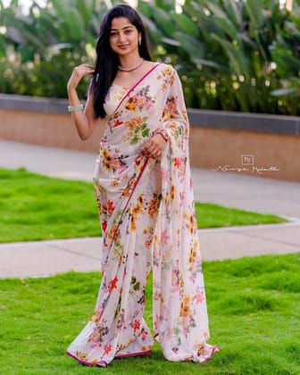 Bollywood Floral Saree  by SHIV TEXTILES