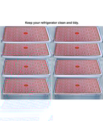 E-Retailer Set of 8 PVC Red Fridge Mats