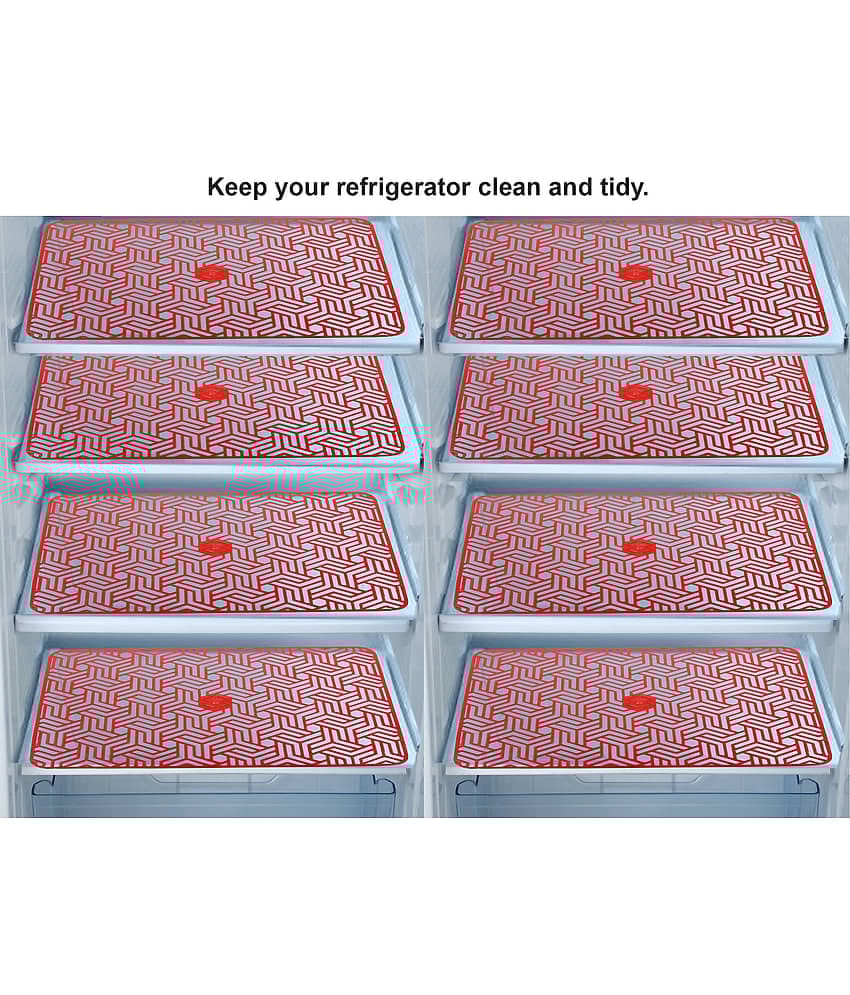 E-Retailer Set of 8 PVC Red Fridge Mats