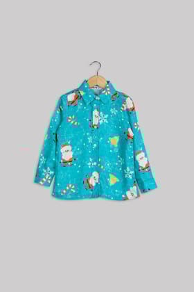Exclusive Christmas Shirt For Girls-7 Year / Teal Blue