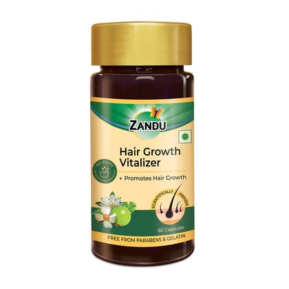 Hair Growth Vitalizer Capsules | Scientifically Proven for Hair Growth, Fall Control & Delayed Graying (60 Caps) 60 Caps x 1U