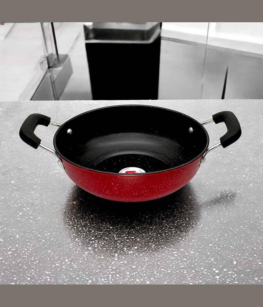 LAZYWINDOW Non-Stick Non-stick Deep Kadhai Induction Bottom Bakelite Handle 2 Thickness mm 21 cm Diameter ( 1.2 L )