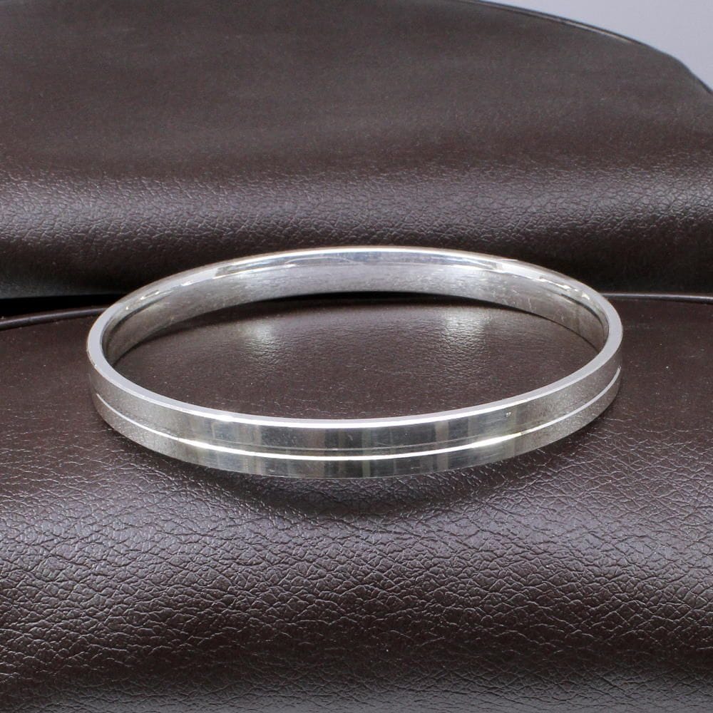 Indian Real Sterling Pure Silver Men's Bangle Bracelet - 6.8 CM