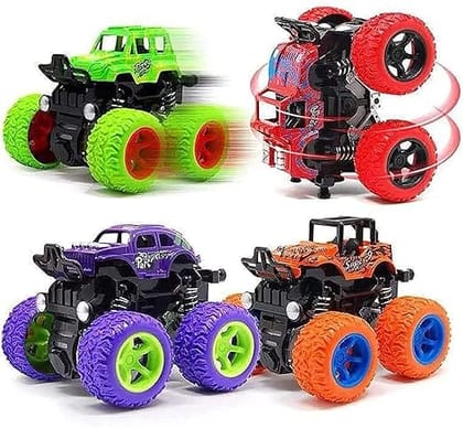 Pack of 2 Monster Trucks for Boys 3-7 Years Old, Friction Powered Car Toys, Durable High-Density Alloy and Non-Toxic Plastic, Non-Slip Tires for Educational Play_assorted colour