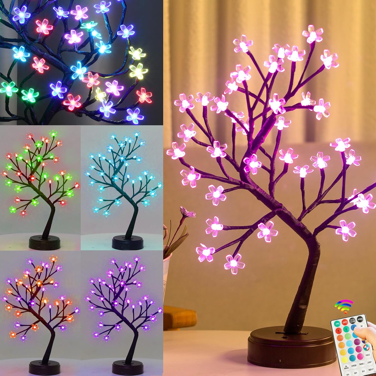 GLOWSERIE  Cherry Blossom Tree LED Lamp with Remote  Aesthetic Room Decor