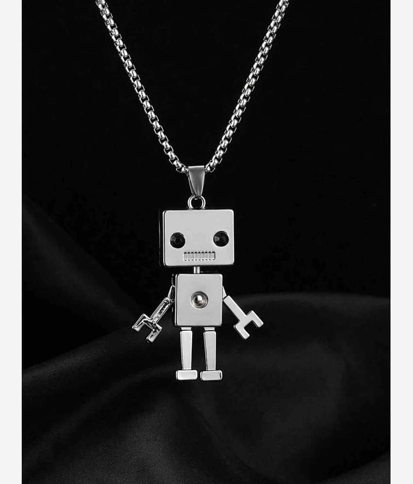 Thrillz Men pendant Exclusive Silver Hip Hop Universe Space Astronaut Robot Pendant for Men Boys