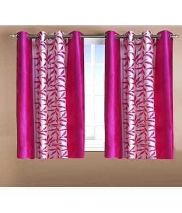 N2C Home Floral Semi-Transparent Eyelet Curtain 5 ft ( Pack of 2 ) - Pink