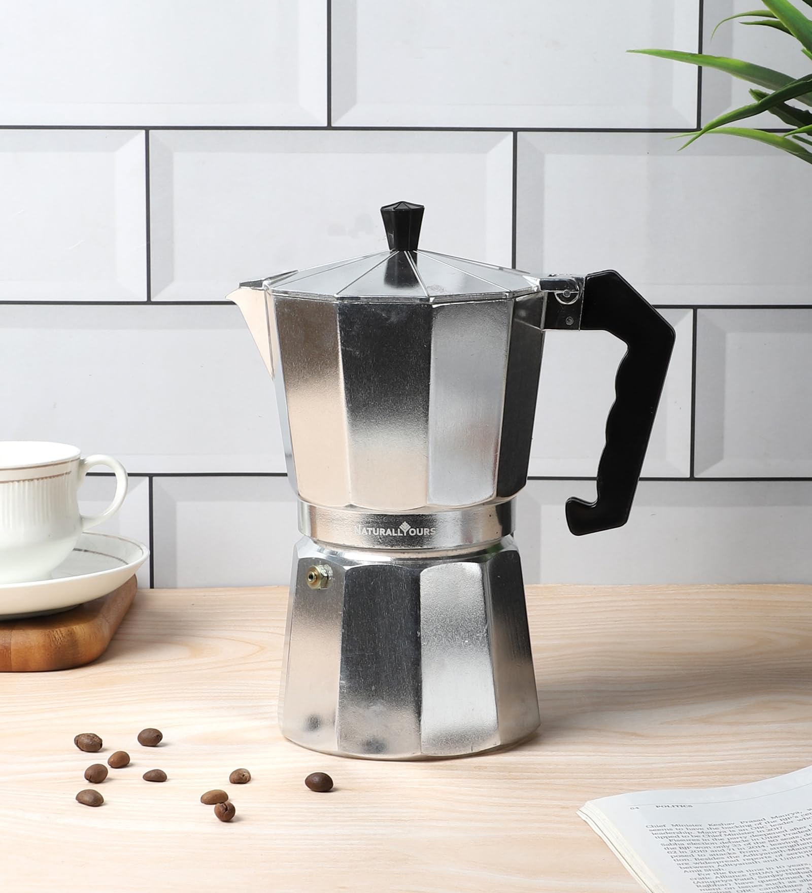 NATURALLYOURS ALUMINIUMWARES - MOKA POT COFFEE MAKER 300 ML (SILVER)