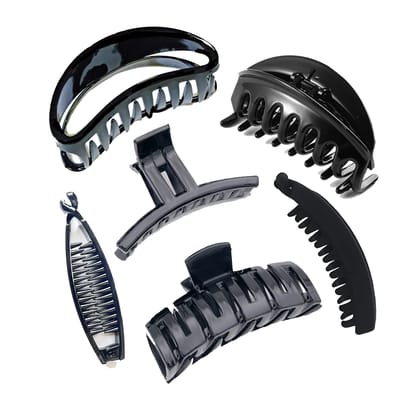 BIRDWARE women's thick rectangle claw clip,Black Color hair jumbo claw clips,Strong Hold matte hair claw bannana clips,Fashion hair Styling Accessories for women Girls (Pack of 6) BIRDWARE women's thick rectangle claw clip,Black Color hair jumbo claw cli