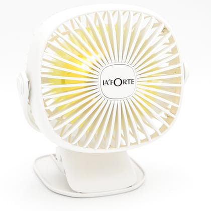 LA' FORTE Rechargeable Clip Desk Fan with LED Lights-Pink