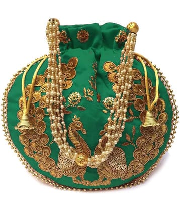Apratim Green Silk Potli