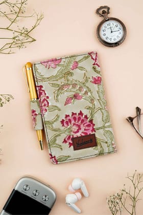 Geneva Garden Hand Block Printed Olive Dairy-15 X 10 CMS / Beige Gold / Beige