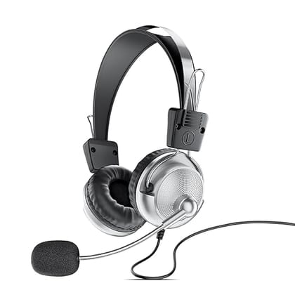 Intex Magna Wired USB Headphone with Microphone | 40Mm Drivers & Lightweight | Crystal Clear Sound with Audio Control Keys | Over Ear Design with Mic (Black)