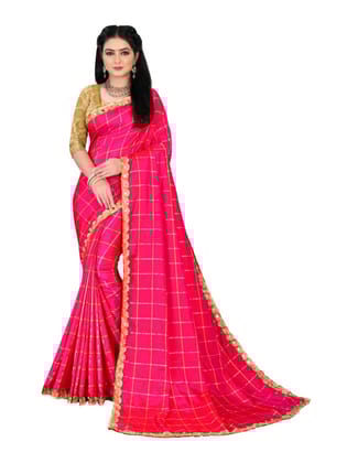 Generic Women's Sana Silk Saree with Blouse (Pink, 5 - 6 Mtrs)