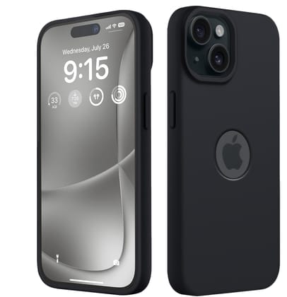 Elzzi Microfiber Logo Cut Compatible for iPhone 13 Case Liquid Silicone Cases Non-Slip Full Body 4 Layer Protectives Shockproof Back with High Raised Camera Lips (6.1 inch, Black) Elzzi Microfiber Logo Cut Compatible for iPhone 13 Case Liquid Silicone Ca