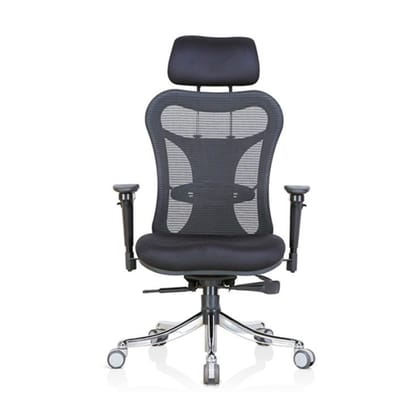 Set with Net - Back In Soft Mesh With Lumbar Support, Height Adjustable Handle, Metal Base & Castor (CS-M06-HB)