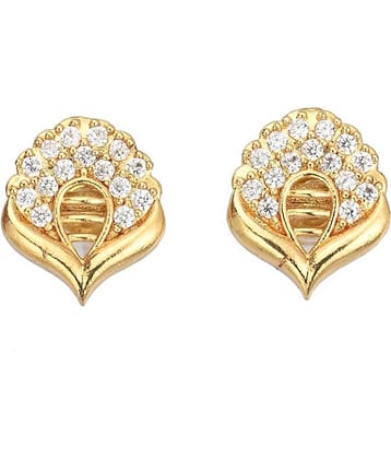 AanyaCentric Golden Stud Earrings ( Pack of 1 )