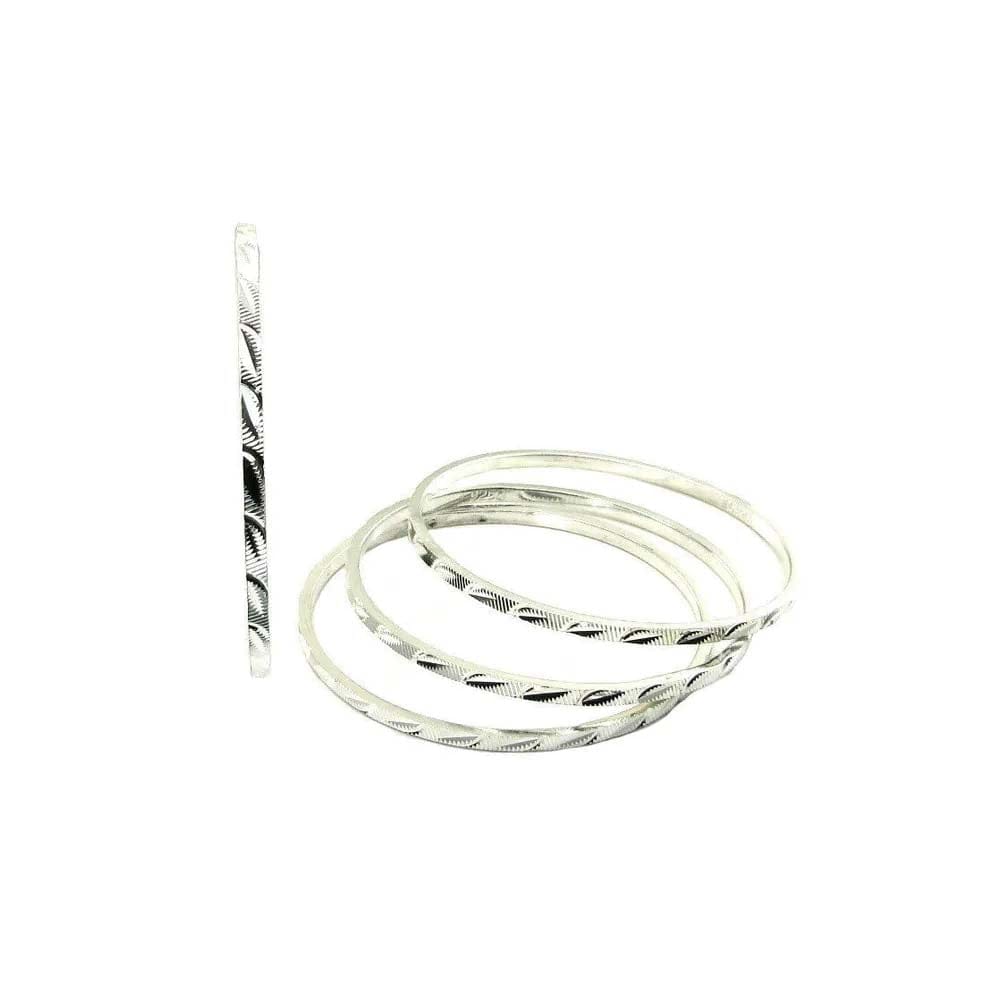 Karizmatic 925 Silver Bangles Bracelets (Churi) - 4pc Set-5.4 CM (2.12 Inch) 2.2