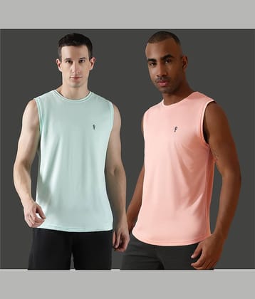 EPPE Peach Polyester Slim Fit Men's Sports T-Shirt ( Pack of 2 )