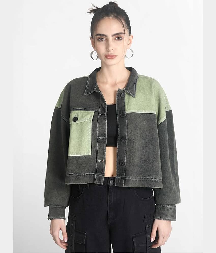 Bene Kleed Women Denim Jacket ( Green )