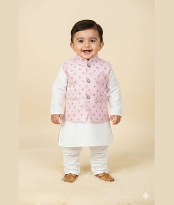 s muktar garments Baby Boys Cotton Blend Pink Kurta Pyjama Set ( Pack of 1 )