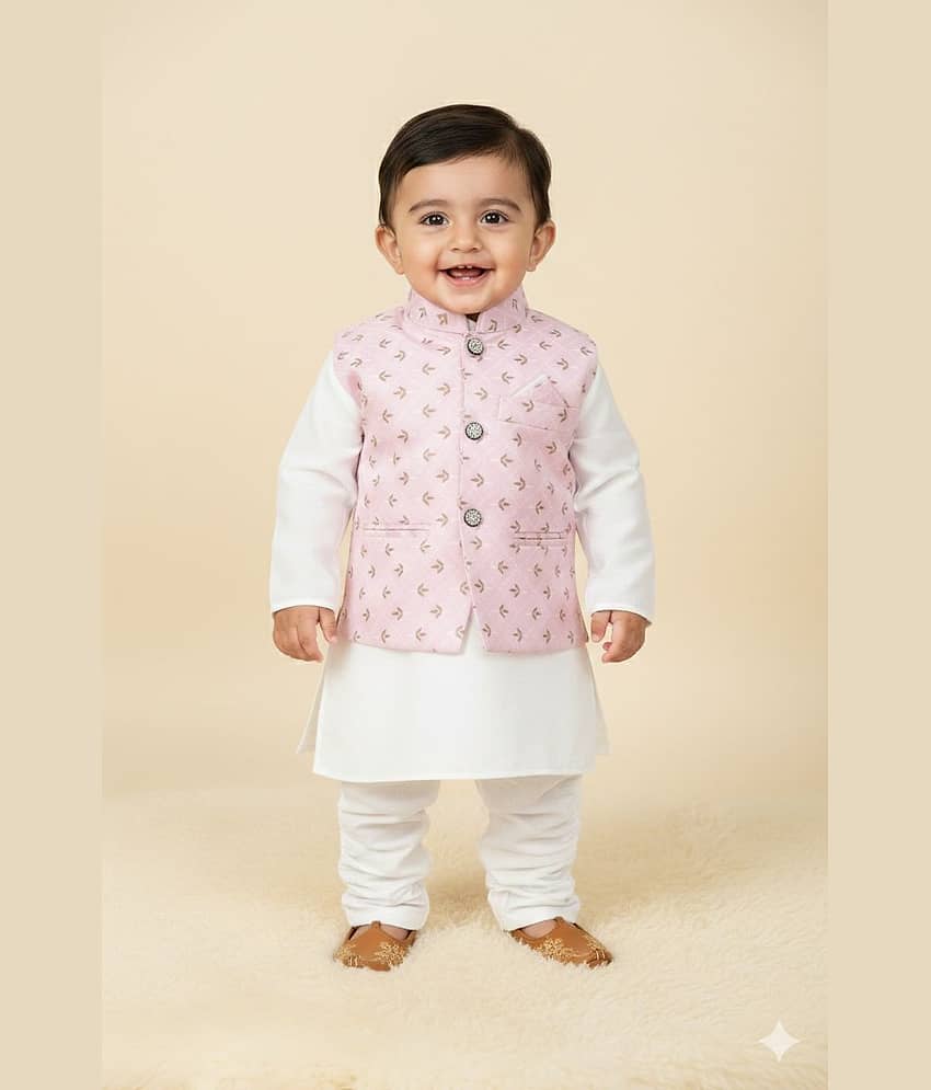 s muktar garments Baby Boys Cotton Blend Pink Kurta Pyjama Set ( Pack of 1 )