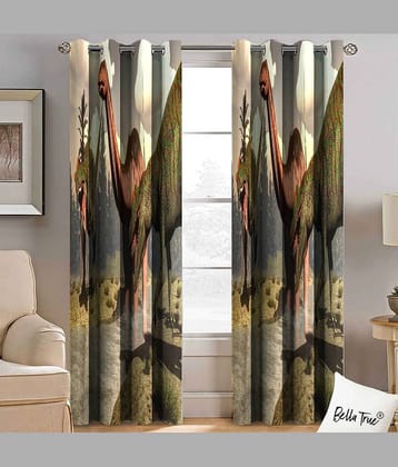 BELLA TRUE  Set of 2 Door SemiTransparent Eyelet Polyester Multi Color Curtains ( 213 x 113 cm )