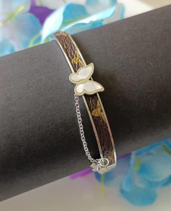 Stainless Steel Rosegold/Silver Plated Butterfly Chain Kada- STKD 2684