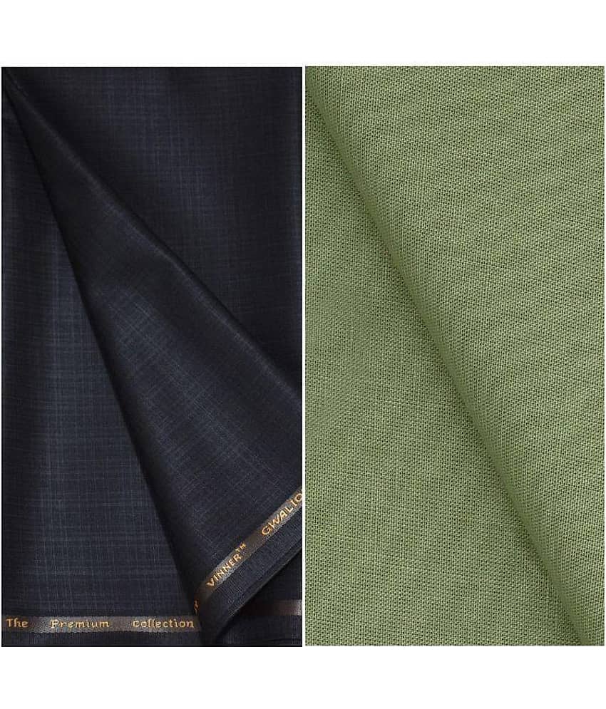 KUNDAN SULZ GWALIOR Multi Linen Unstitched Shirts & Trousers Pack of 1 Pant and Shirt Piece for Men