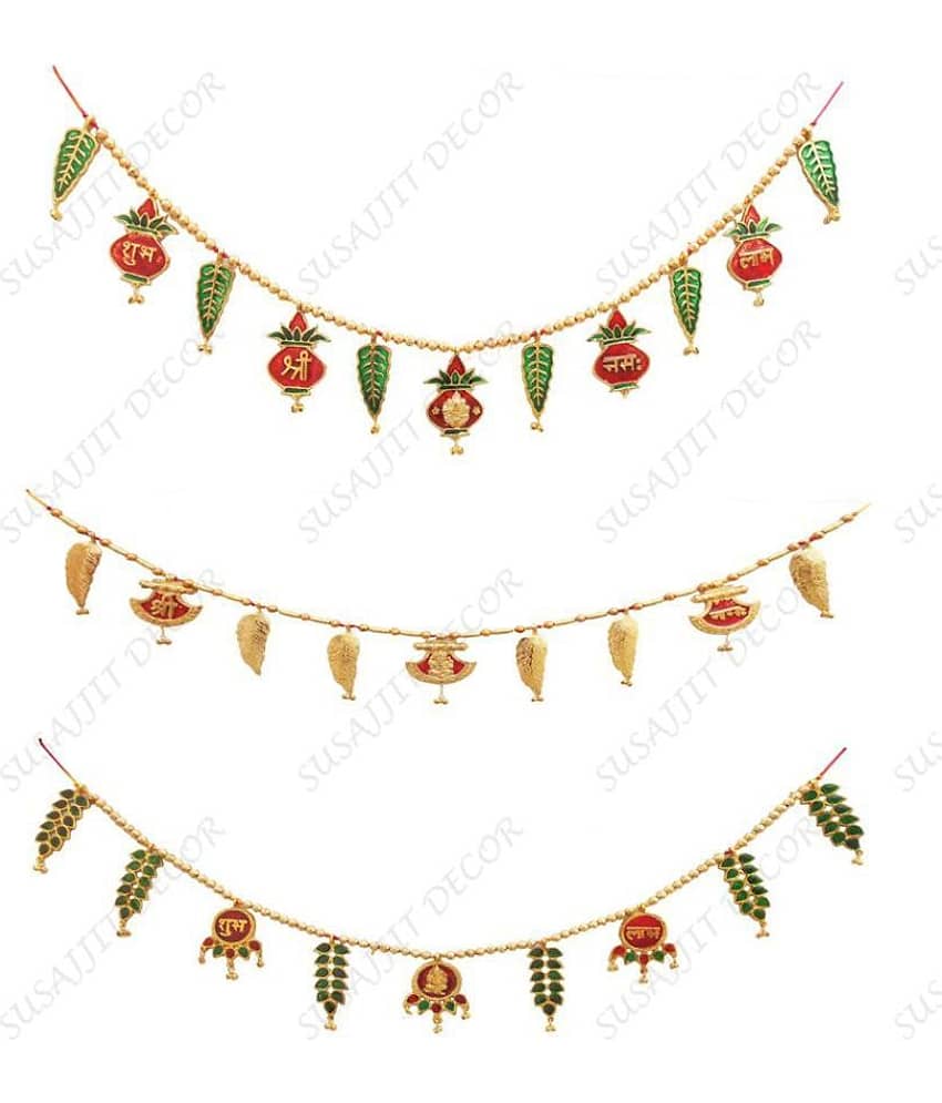 Susajjit Decor Toran/ Bandarwar white metal/ Aluminium Door Hanging Multi - Pack of 3