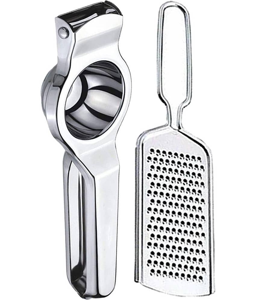 OC9 Silver Stainless Steel Lemon Squeezer+Cheese Grater ( Set of 2 )